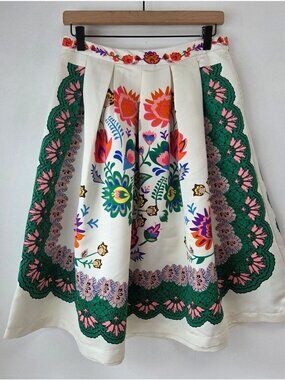 Mix Nouveau New York Floral Twirl Skirt Biege Colorful Women's S